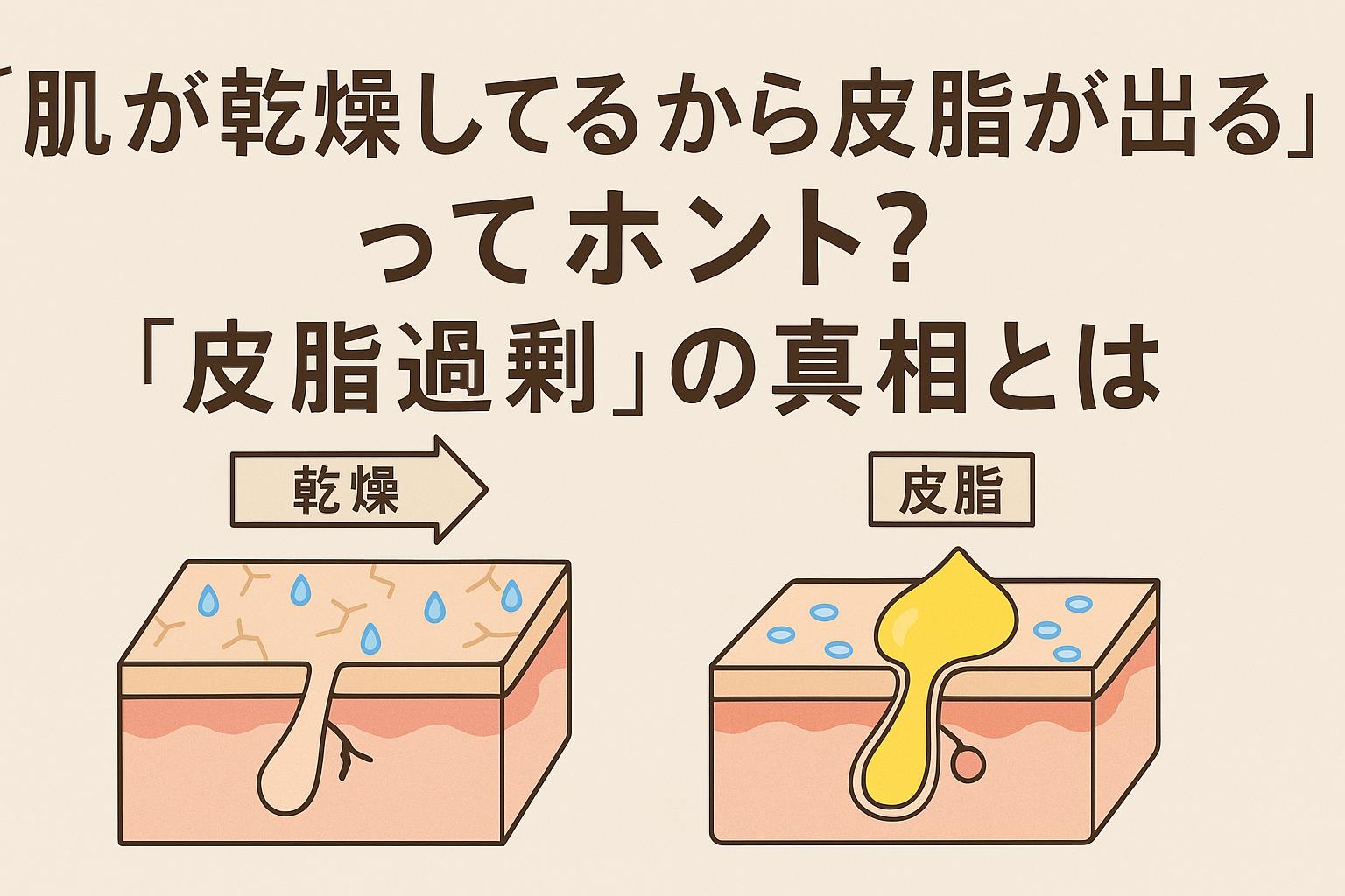 乾燥した肌から皮脂が出ている様子を分かりやすく示した図