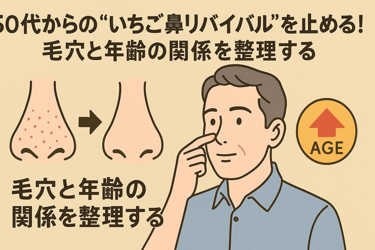 50代のいちご鼻について、毛穴と年齢の関係を整理する画像