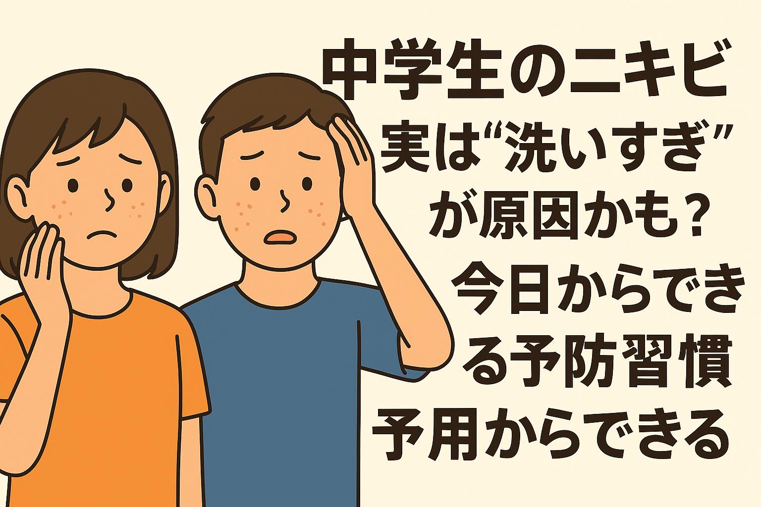 洗顔しすぎて肌トラブルが起きる中学生の男女