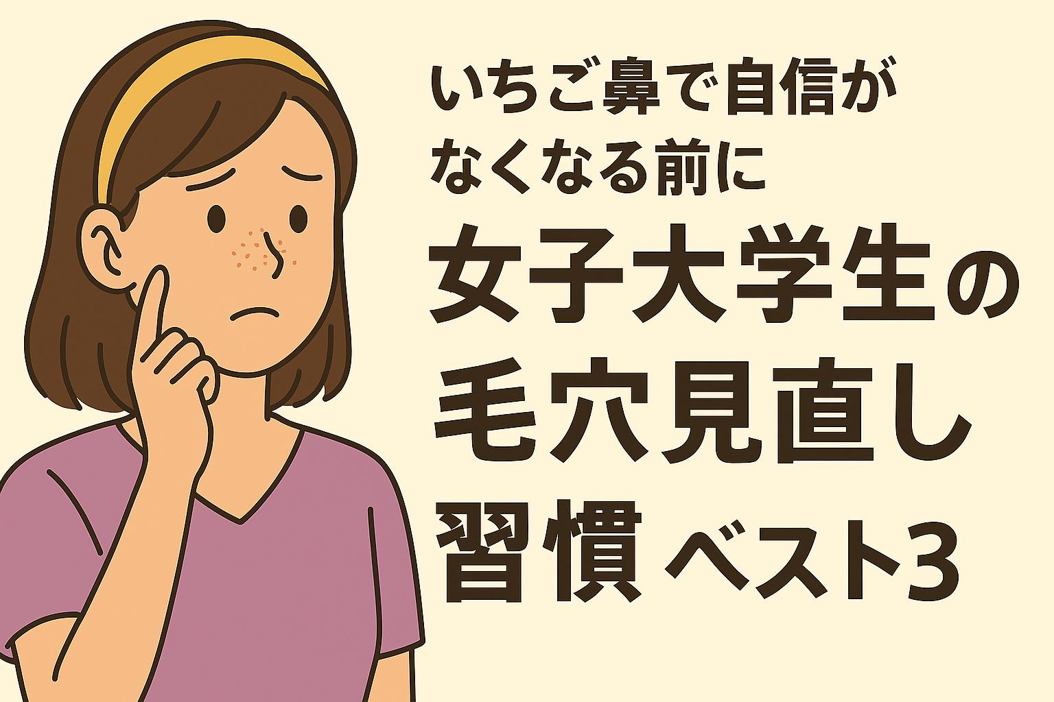 鼻の毛穴を気にする女子大学生のイメージ