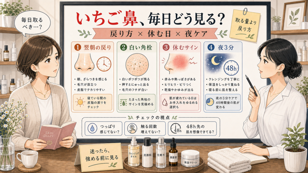 いちご鼻の毎日予防ケアを戻り方・休む日・夜3分で整理するアイキャッチ