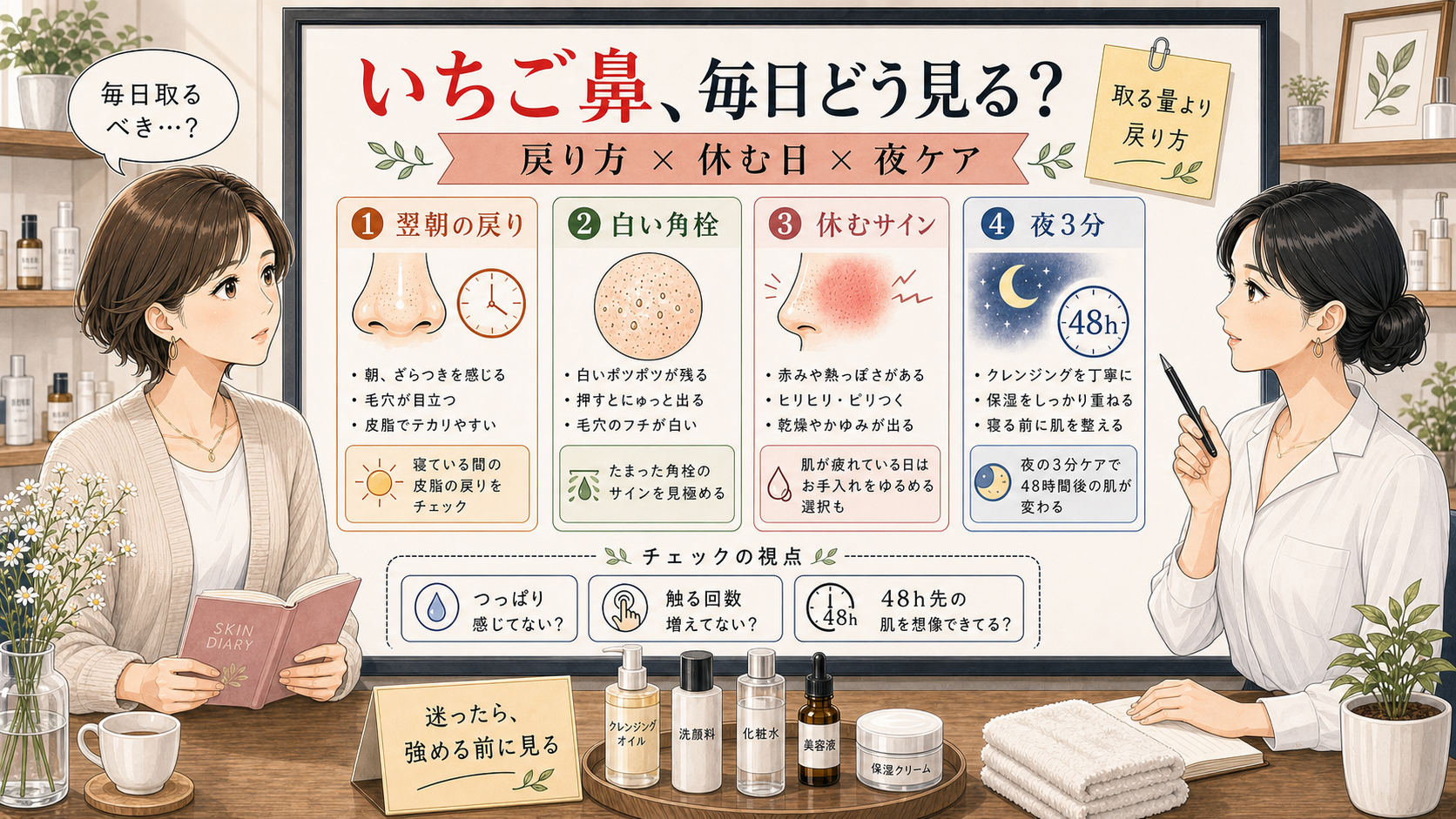 いちご鼻の毎日予防ケアを戻り方・休む日・夜3分で整理するアイキャッチ
