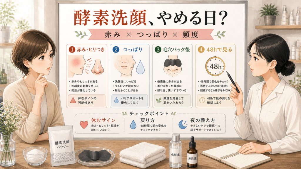 酵素洗顔と毛穴パックを休む日・頻度・48時間で整理するアイキャッチ