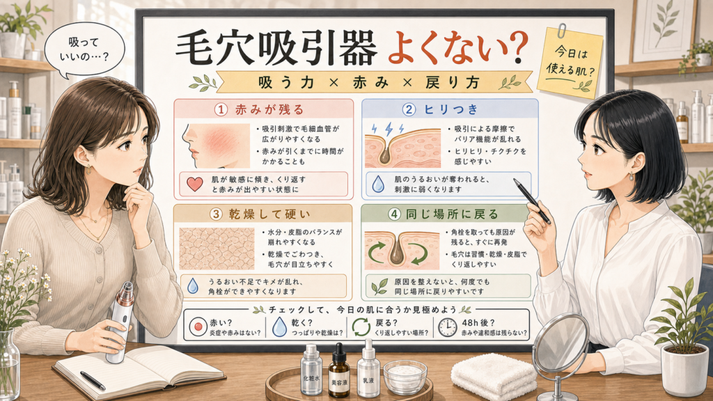 毛穴吸引器がよくないと言われる理由を赤み・乾燥・戻り方で整理する相談ボード