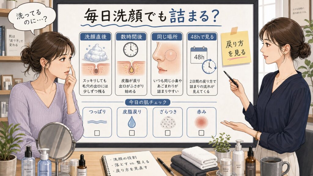 毎日洗顔しても毛穴が詰まる理由を戻り方で整理する美容相談ボード