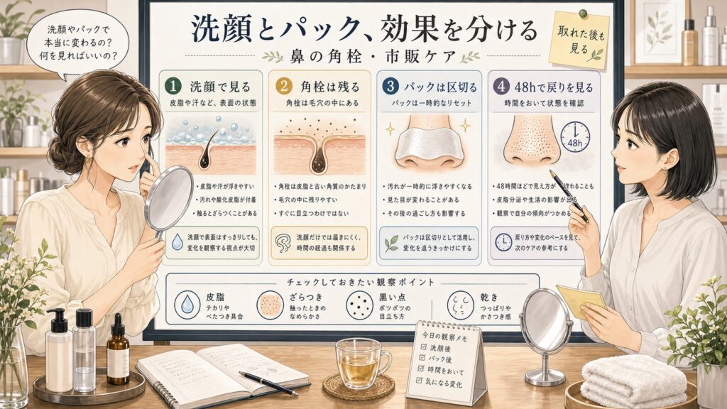 市販の洗顔と毛穴パックは鼻の角栓に効く？効果の見方