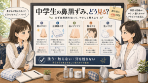 中学生の鼻の黒ずみを洗顔・汗・触るクセで整理するアイキャッチ