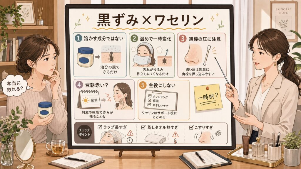 毛穴の黒ずみとワセリンの注意点を整理する相談ボード