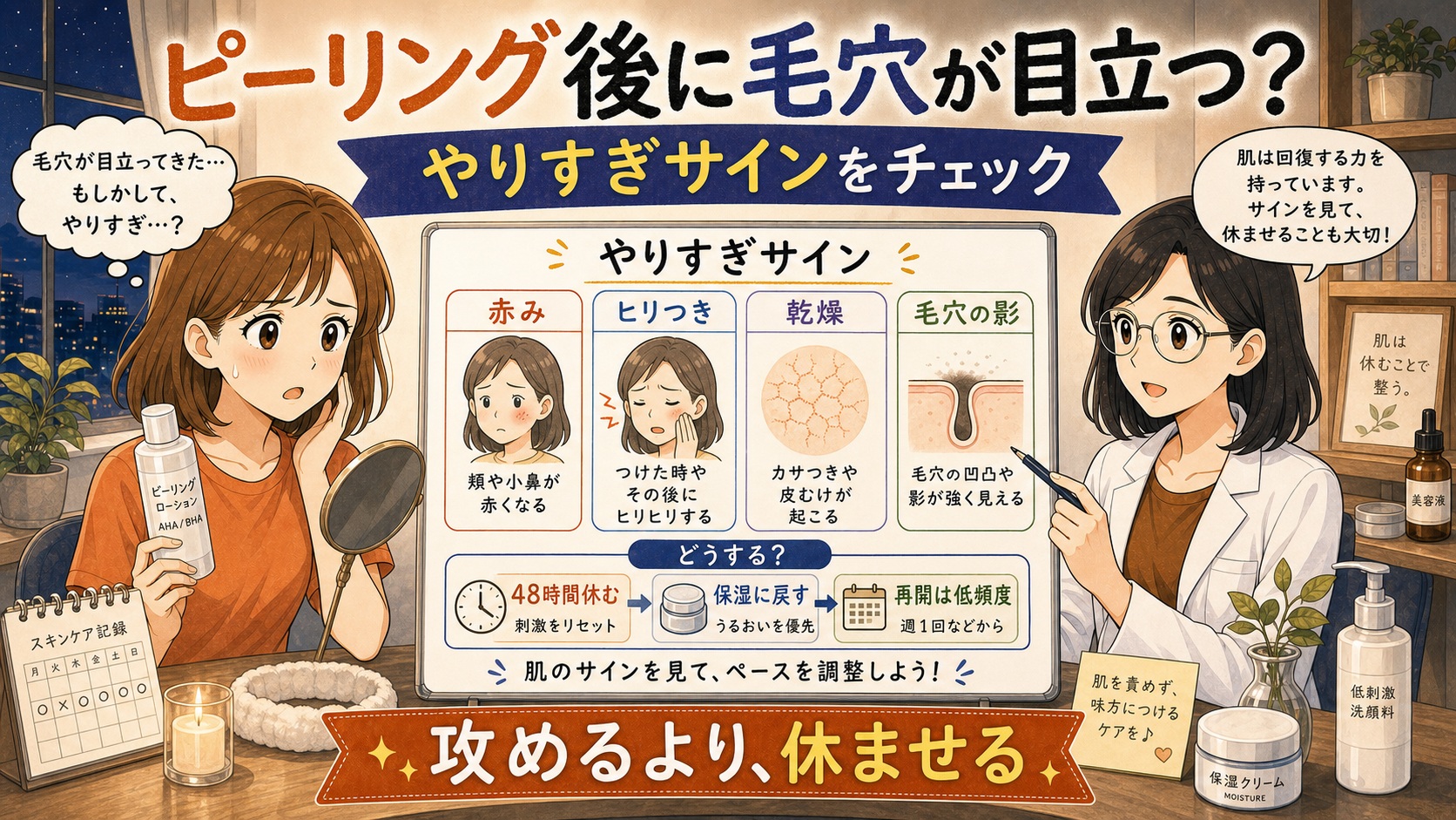 ピーリング後に毛穴が目立つ原因とやりすぎサインを整理するChocobraアイキャッチ