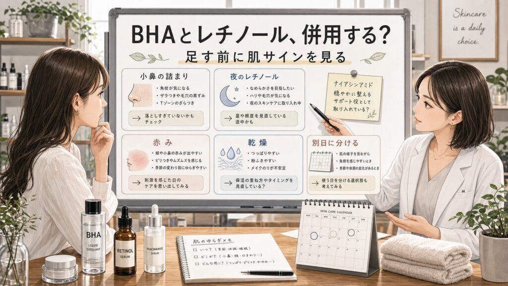 BHAとレチノールは併用できる？ナイアシンアミドも使う日の分け方の判断マップ