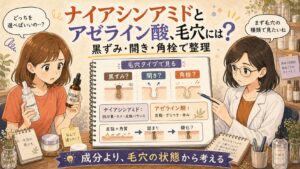 ナイアシンアミドとアゼライン酸を毛穴タイプ別に整理するアイキャッチ