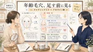 ナイアシンアミドとアゼライン酸はシワ・たるみ毛穴に使える？エイジングケア目線で解説 の解説アイキャッチ