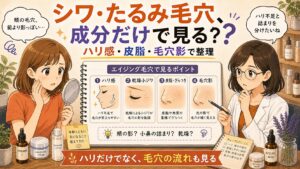 ナイアシンアミドとアゼライン酸をシワ・たるみ毛穴・ハリ感・皮脂で整理するアイキャッチ