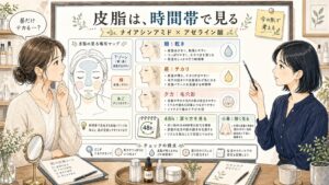 ナイアシンアミドとアゼライン酸は皮脂・テカリに効く？毛穴目立ちとの関係を解説 の解説アイキャッチ