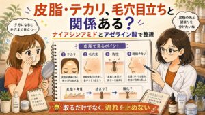 ナイアシンアミドとアゼライン酸を皮脂・テカリ・毛穴目立ちの関係で整理するアイキャッチ
