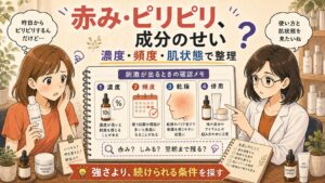 ナイアシンアミドとアゼライン酸の赤み・ピリピリを濃度・頻度・肌状態で整理するアイキャッチ