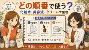 ナイアシンアミドとグルタチオンの順番を化粧水・美容液・クリームで整理するアイキャッチ