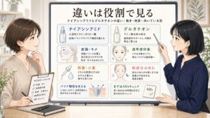 ナイアシンアミドとグルタチオンの違い｜働き・刺激・向いている肌を整理の図解アイキャッチ