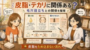 ナイアシンアミドとグルタチオンを皮脂・テカリ・毛穴目立ちの関係で整理するアイキャッチ