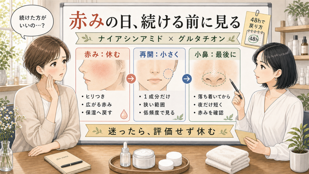 ナイアシンアミドとグルタチオンの刺激感ケア