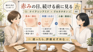 ナイアシンアミドとグルタチオンの刺激感ケア