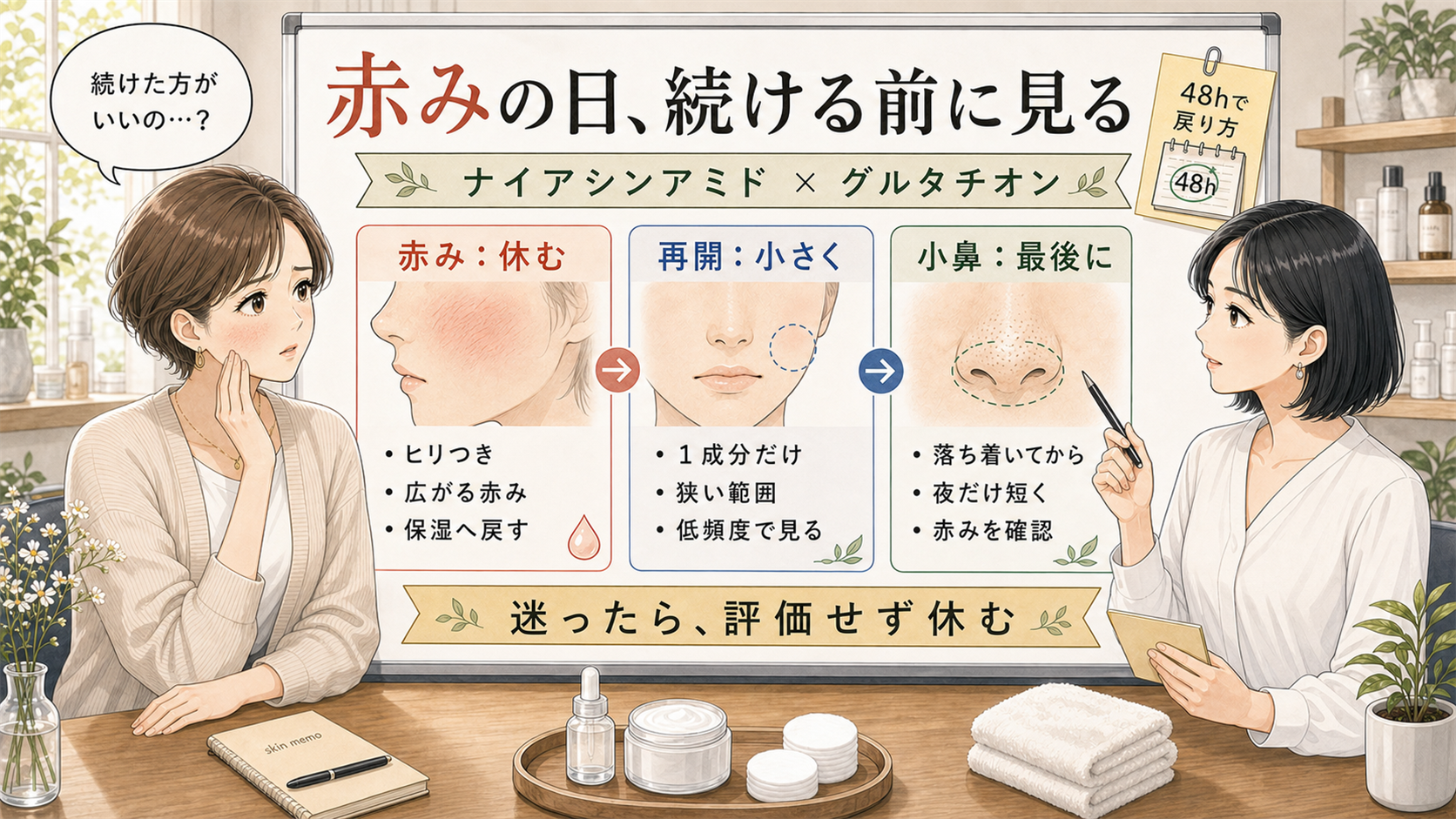 ナイアシンアミドとグルタチオンの刺激感ケア