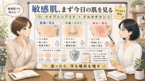 ナイアシンアミドとグルタチオンの敏感肌ケア
