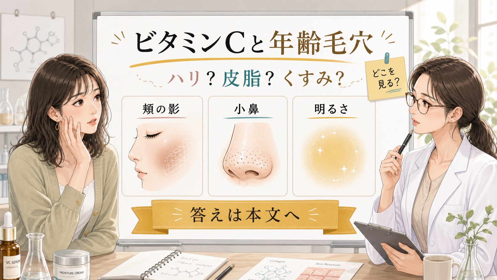 ビタミンCはエイジング毛穴に効く?コラーゲン・ハリとの関係を解説