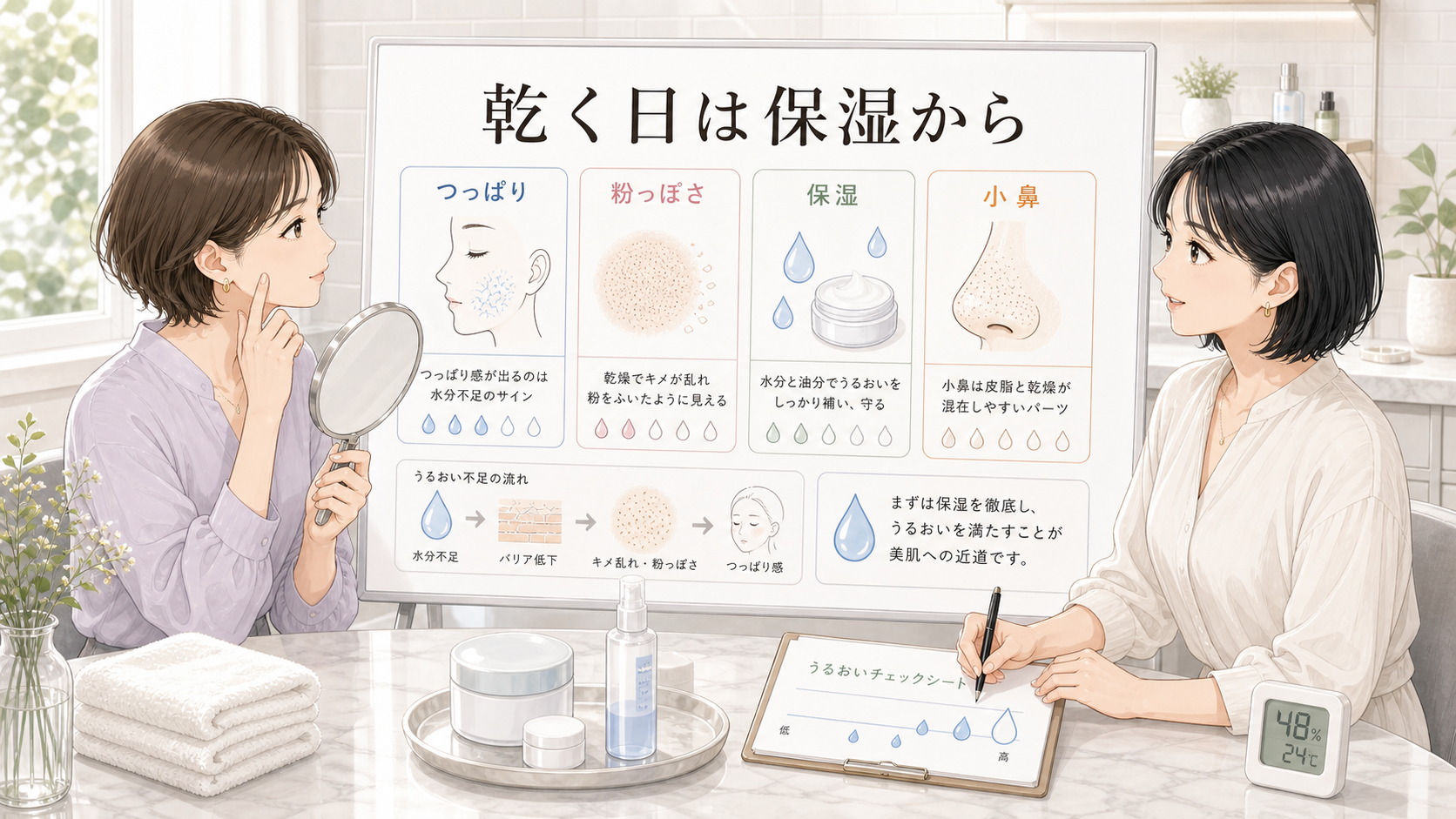 サリチル酸は乾燥する?毛穴ケアと保湿のバランスの取り方を大人向け美容相談ボードで整理したアイキャッチ