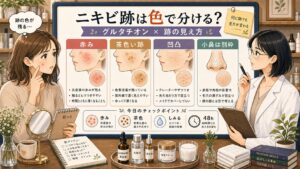 グルタチオンとニキビ跡の赤み・色素沈着・凹凸の見分け方を整理する美容相談アイキャッチ