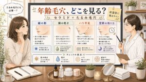 セラミドとエイジング毛穴・たるみ毛穴を整理する相談室イラスト