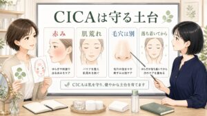 CICAとは？赤み・肌荒れ・毛穴ケアで期待できる効果を整理の図解アイキャッチ