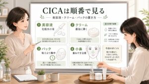 CICAの使い方と順番は？美容液・クリーム・パックの使い分けの図解アイキャッチ