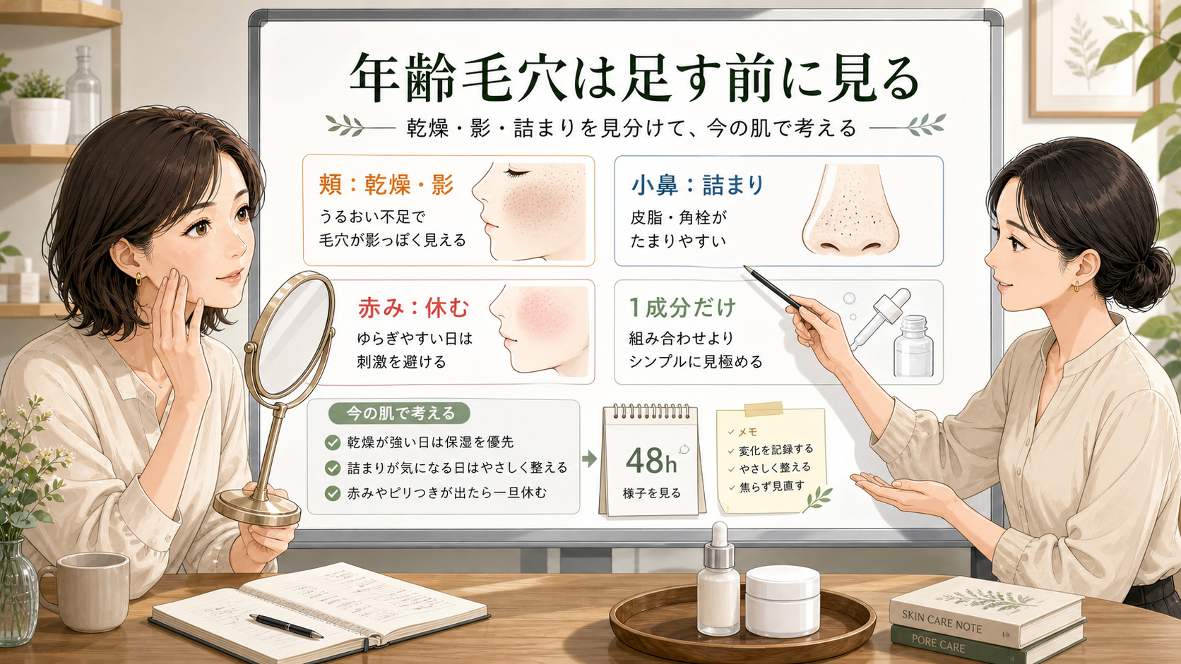 CICAはエイジング毛穴に意味ある?乾燥・たるみとの関係を整理の図解アイキャッチ