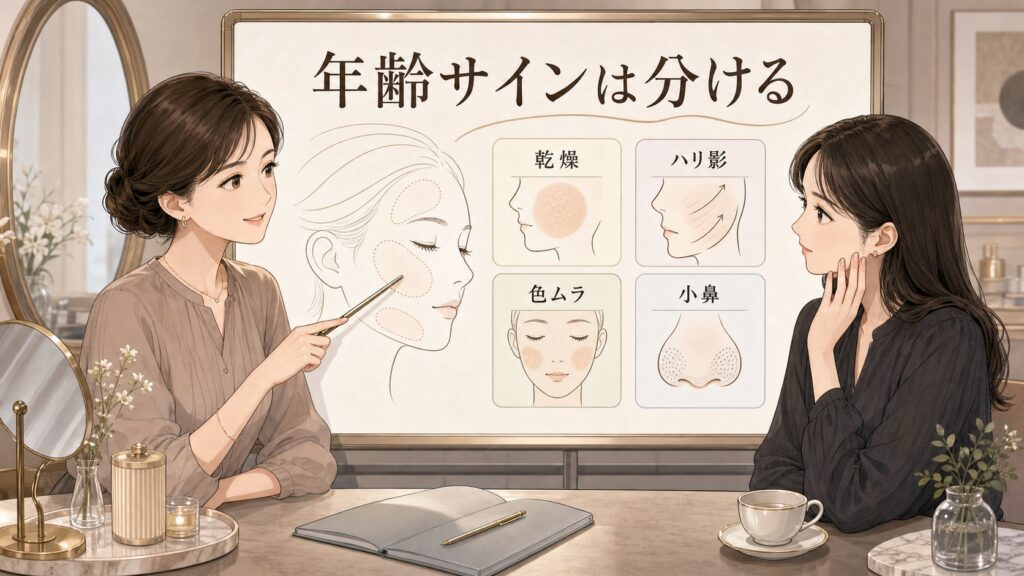 ナイアシンアミドとトラネキサム酸のエイジングケア目線を大人向け美容相談ボードで整理したアイキャッチ