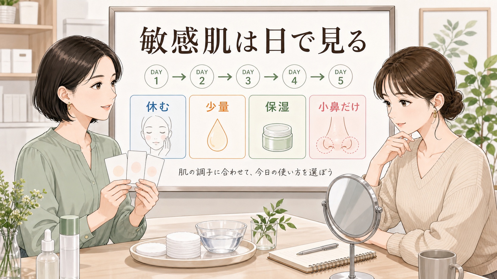 ナイアシンアミドとトラネキサム酸の敏感肌での考え方を大人向け美容相談ボードで整理したアイキャッチ