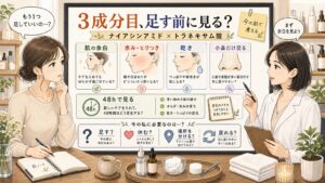 ナイアシンアミドとトラネキサム酸に3成分目を足す前に肌状態を見る相談ボード