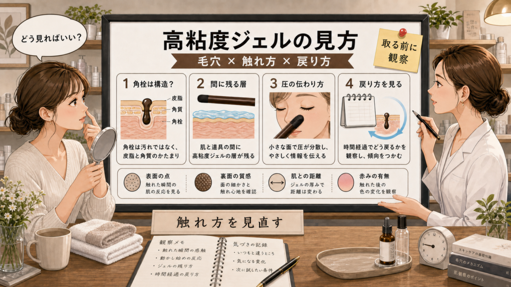高粘度ジェルと毛穴の触れ方を中立的に整理した美容メディア風相談ボード