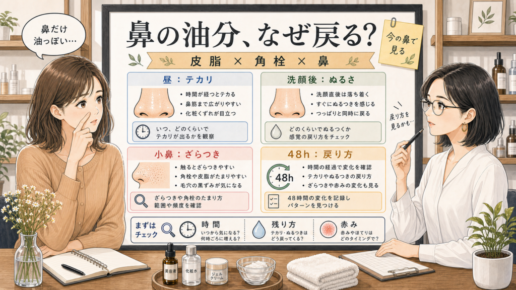 鼻の油分が戻る理由と角栓化の流れを整理する美容相談アイキャッチ