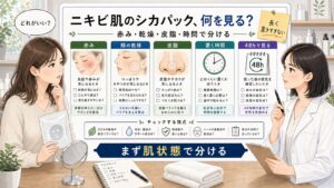 ニキビ肌のシカパック選びを相談する読者と専門家のアイキャッチ