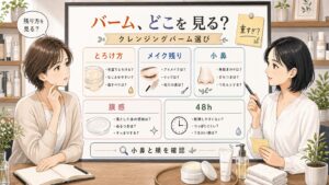 クレンジングバームの選び方を小鼻・膜感・メイク残りで整理する美容相談ボード