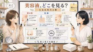 たるみ毛穴向け美容液の選び方を頬の影・乾燥・ハリ・小鼻で整理する美容相談ボード