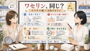 サリチル酸ワセリンと白色ワセリンの違いをドラッグストア購入前に整理する美容相談ボード