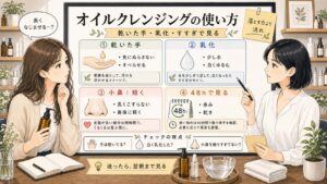 オイルクレンジングの使い方を乾いた手・乳化・小鼻のこすりすぎで整理する美容相談ボード