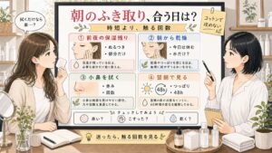朝のふき取り洗顔をコットン摩擦や乾燥や小鼻の赤みで整理する美容相談ボード