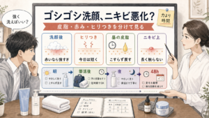 ゴシゴシ洗顔でニキビが悪化するかを高校生向けに整理した図解