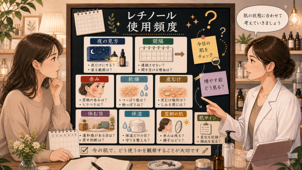 レチノールの使用頻度を肌状態に合わせて見直す美容相談のアイキャッチ