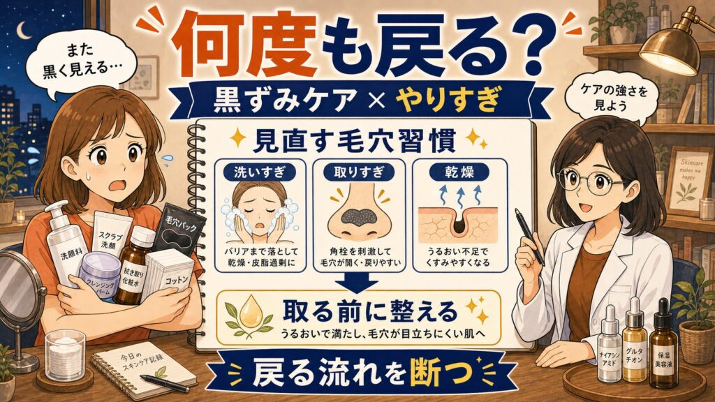 黒ずみケアを何度しても戻る理由とやりすぎを防ぐ毛穴習慣を整理するChocobraアイキャッチ