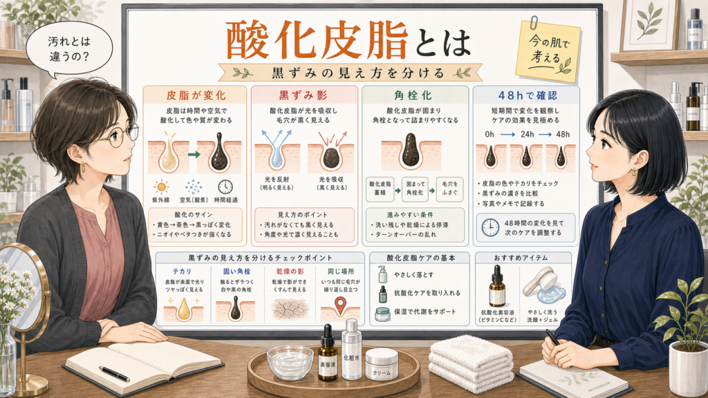 酸化皮脂とは何かを黒ずみと角栓で比較するChocobraラボの相談ボード