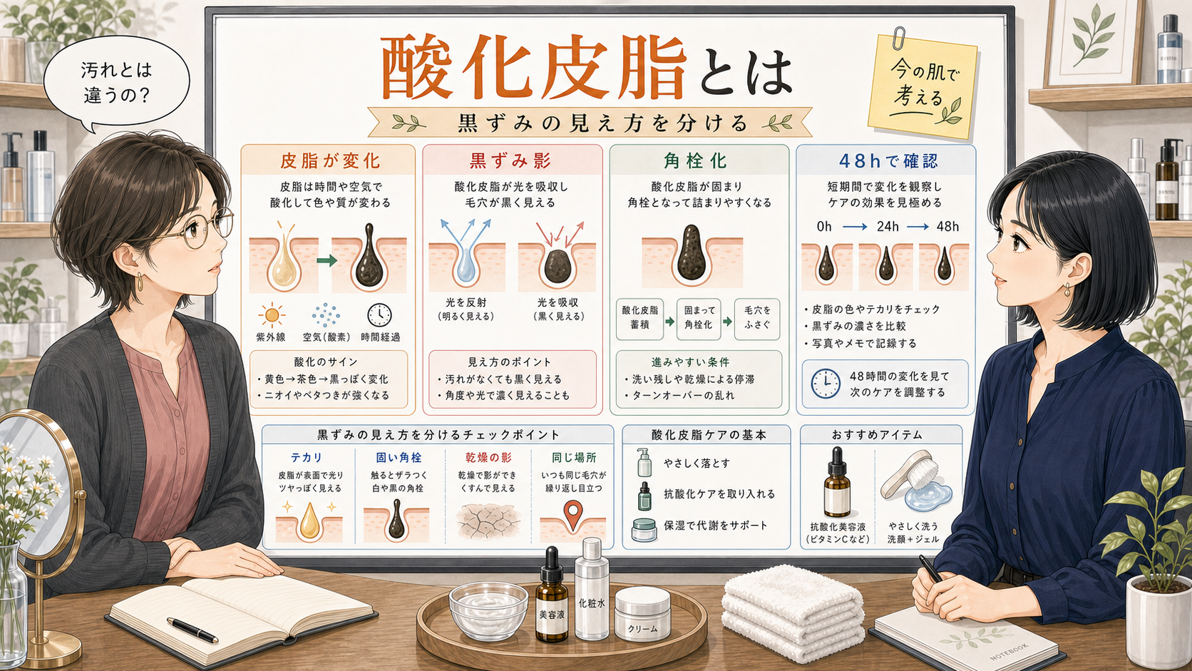 酸化皮脂とは何かを黒ずみと角栓で比較するChocobraラボの相談ボード